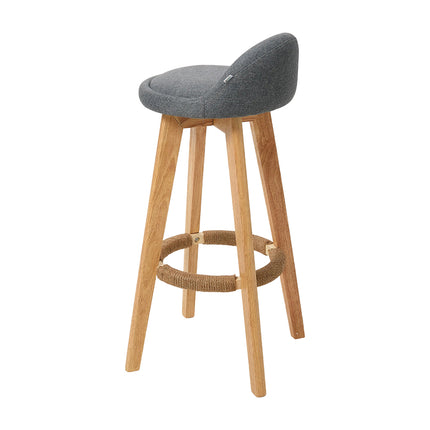 Set of 2 Bar Stools with Low Backrest and Footrest