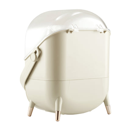 Countertop Portable Oval Makeup Storage Box with Transparent Cover