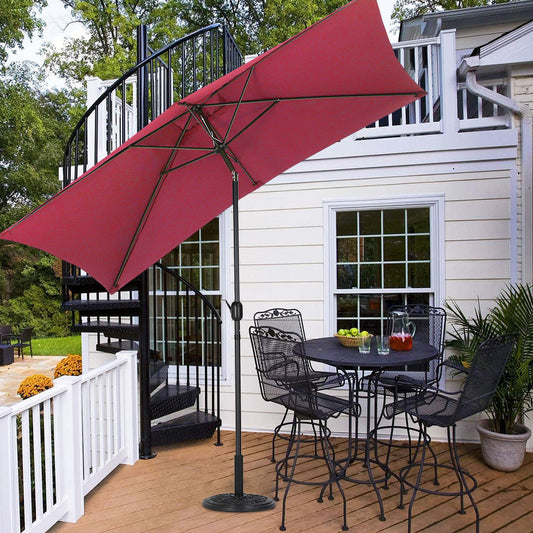 Wine Red 2x3M Large Square Garden Parasol Outdoor Beach Umbrella Patio Sun Shade Crank Tilt No Base