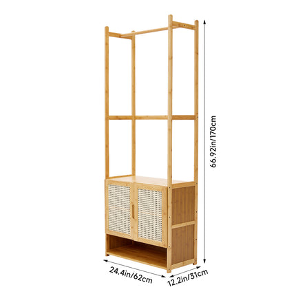Freestanding Wooden Clothes Rack with Cabinet