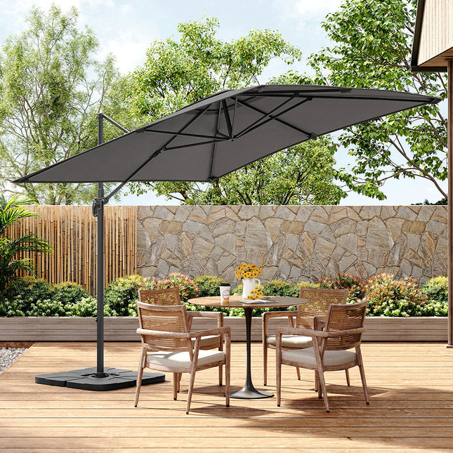 2.5M Dark Grey Garden Roma Tilting Aluminium Cantilever Parasol With Petal Base