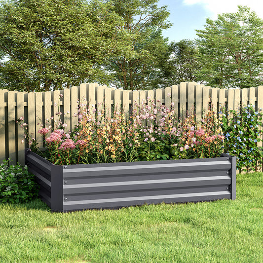 Grey 120cm W Galvanized Steel Raised Garden Bed Planter Box