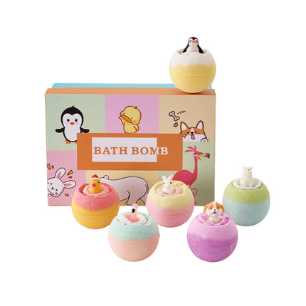 6pcs Fizzy Bubble Bath Bombs Set with Toys for Kids