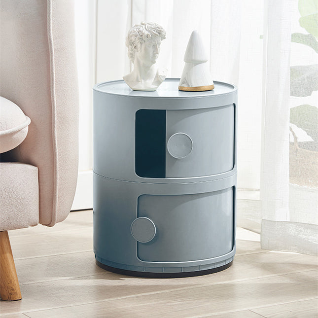 Grey 40cm Round 2 tiered Drawer Storage Unit Organizer