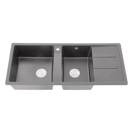Double Bowl Quartz Resin Composite Kitchen Sink with Waste Kit