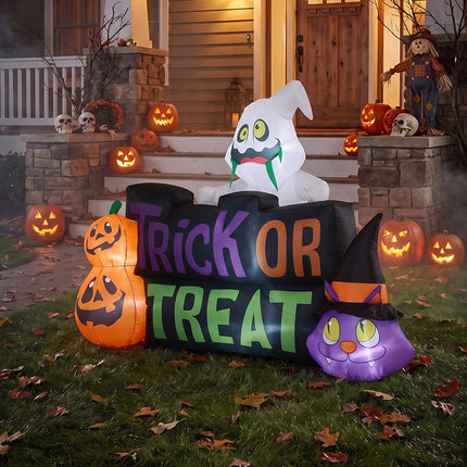 5.3FT Halloween Inflatable Pumpkin Ghost Cat Decoration with Built-in Lights