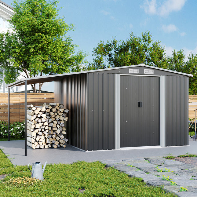 Outdoor Metal Storage Shed with Lean-to
