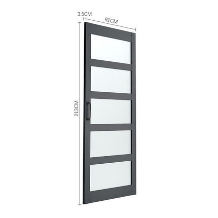 Dark Grey Farmhouse Style MDF Wooden Barn Door with 200cm Sliding Kit