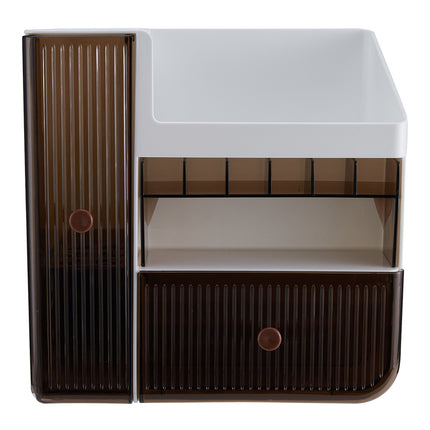 Large Capacity White Makeup Organizer with Semi Transparent Drawers