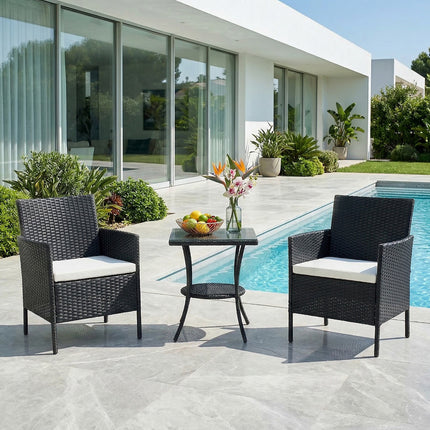 3-Piece PE Rattan Garden Furniture Bistro Set