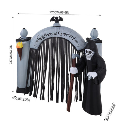 7 FT Halloween Inflatable Cemetery Archway Decoration with LED Lights