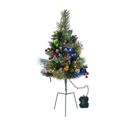2-Pack Artificial Christmas Trees with Decorations and LED Lights