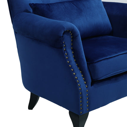 Luxurious Button Armchair with Cushion, Bule, Grey