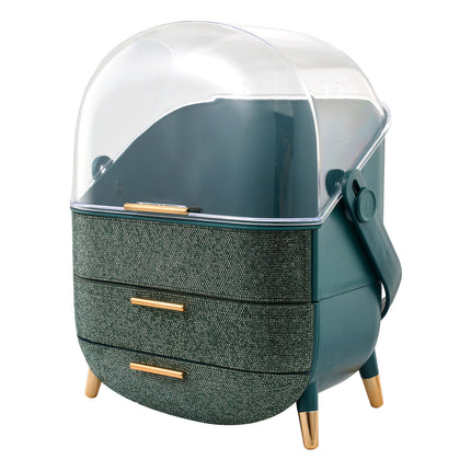 Countertop Portable Oval Makeup Storage Box with Transparent Cover