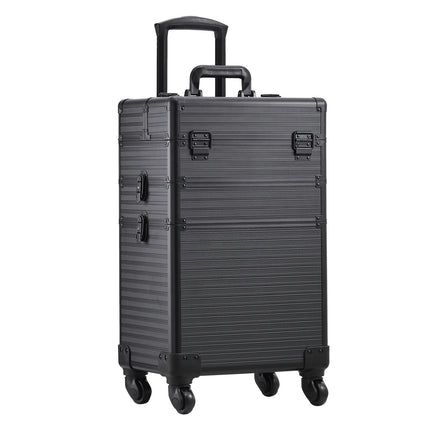 3in1 Cosmetic Train Case with Detachable Beauty Storage Box,Black