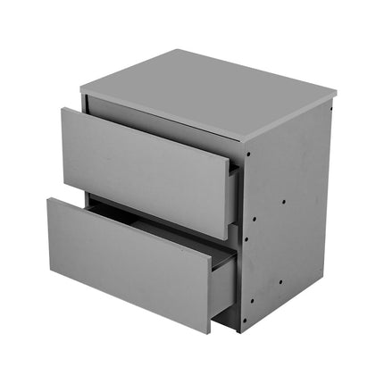 2-Drawer Wooden Nightstand Bedside Table in Grey