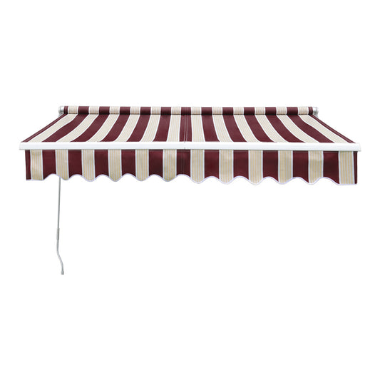 Outdoor Retractable DIY Manual Patio Awning Canopy Garden Shade Shelter Red&Yellow 350x300CM
