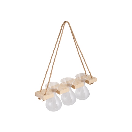Wall Hanging Plant Propagation Station with 3 Vases & Wooden Frame