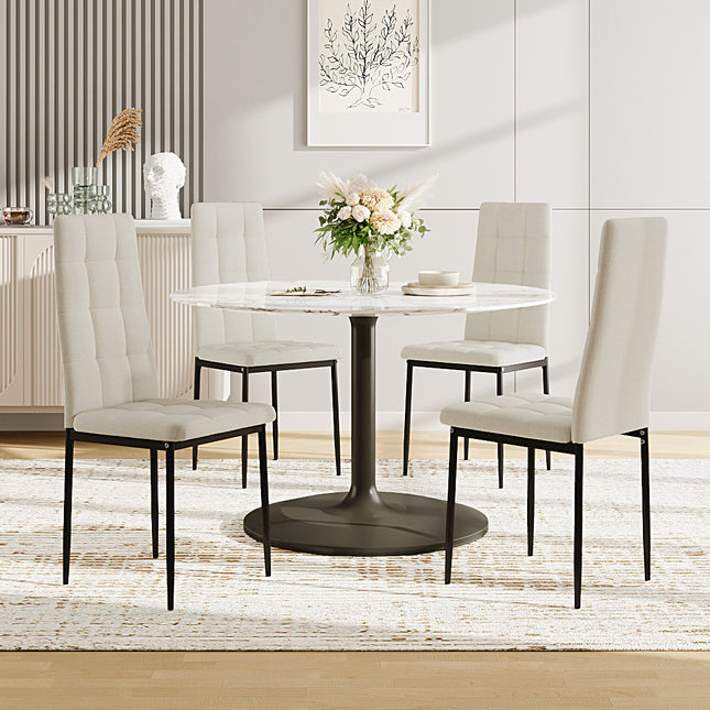 Set of 4 Linen Upholstered Dining Chairs