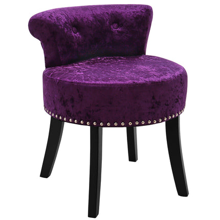 Purple Velvet Bedroom Chair Makeup Vanity Padded Dressing Stool