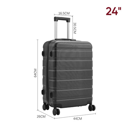 24" Hardshell Rolling Luggage Trolley Travel Case Black