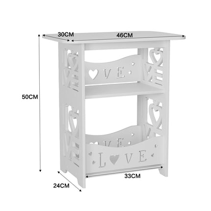 2-Tier PVC Side Table Small Nightstand