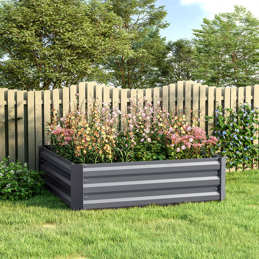 Grey 100cm W Galvanized Steel Square Raised Garden Bed Planter Box