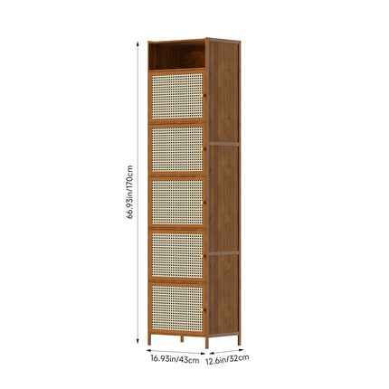6-Tier Narrow Bookcase Storage Cabinet with Doors