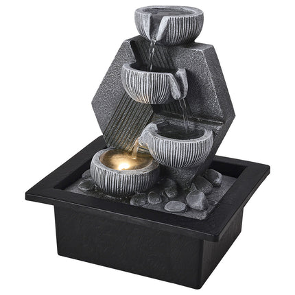Tabletop Resin Fountain Water Feature LED Light