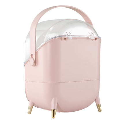 Countertop Portable Oval Makeup Storage Box with Transparent Cover