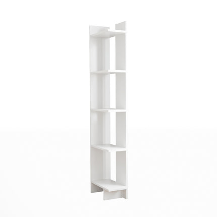 5 Tier Corner Storage Bookshelf Shelving Unit White