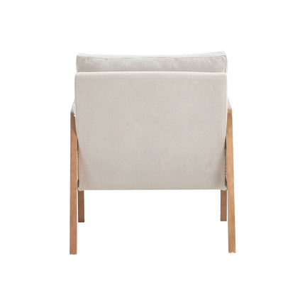 Natural Wood Frame Cushioned Armchair
