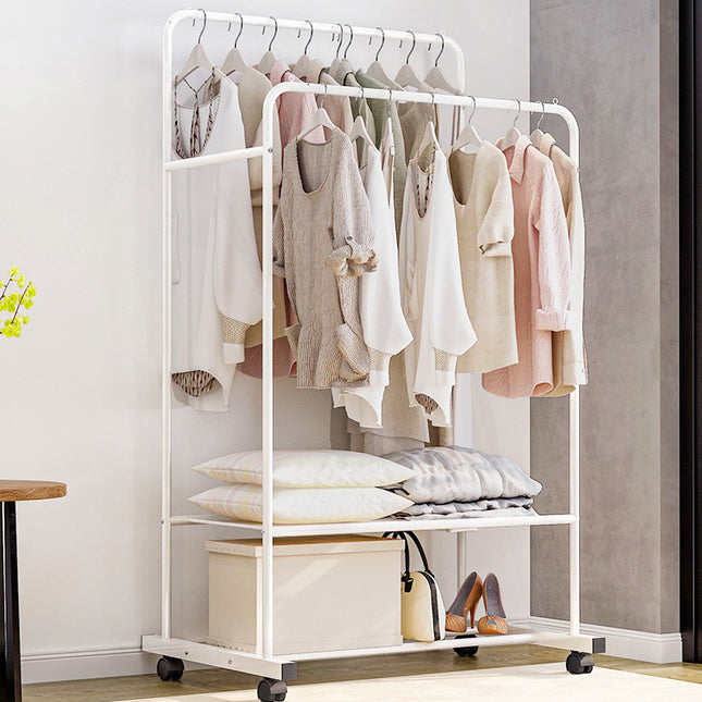Rolling Clothes Rail Garment Rack Double Bar Clothing Shelf 160cm H
