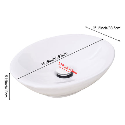 Ceramic Countertop Washbasin with Waste Kit