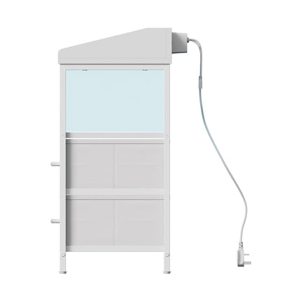 Nightstand Bedside Table with Charging Station and LED Lights