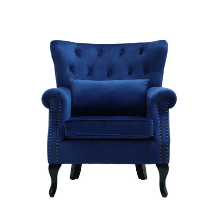 Luxurious Button Armchair with Cushion, Bule, Grey