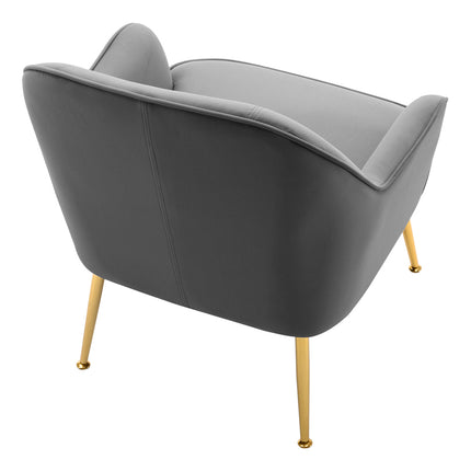 Contemporary Upholstered Comfy Armchair with Gold-Plated Feet