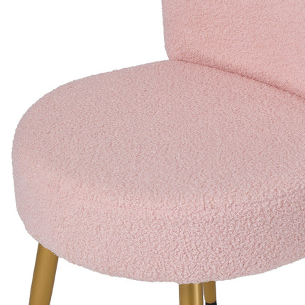 Teddy Fleece Upholstered Dressing Table Stool with Adjustable Feet