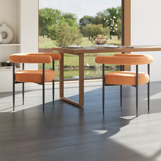 Set of 2 Modern Dining Chairs with Black Metal Legs