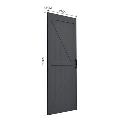 Dark Grey Farmhouse Style Wooden Barn Door with 200cm Sliding Kit