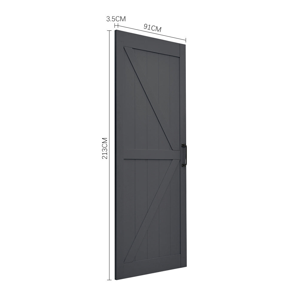 Dark Grey Farmhouse Style Wooden Barn Door with 200cm Sliding Kit