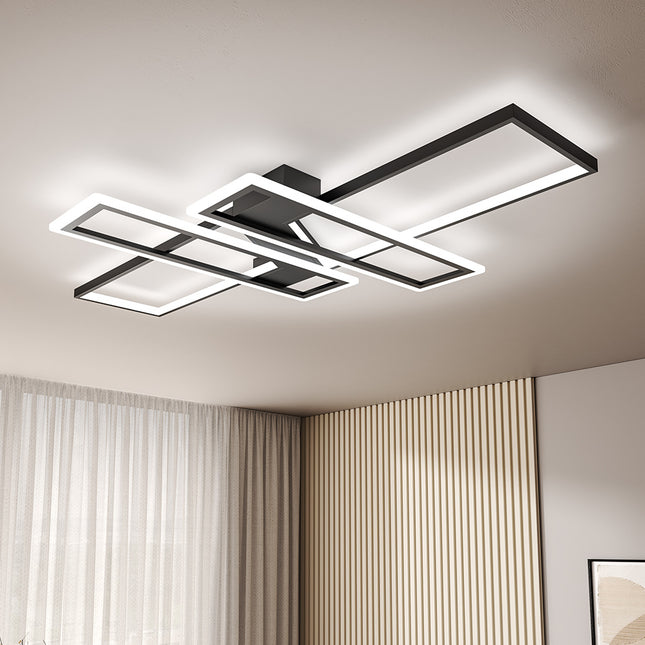 Geometric Black Frame LED Ceiling Light 120x80