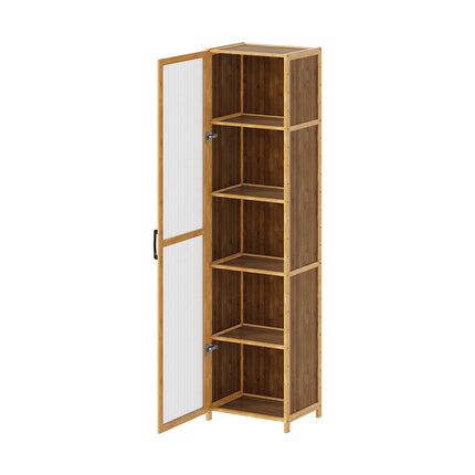 5-Tier Narrow Bookcase Storage Cabinet with Acrylic Door