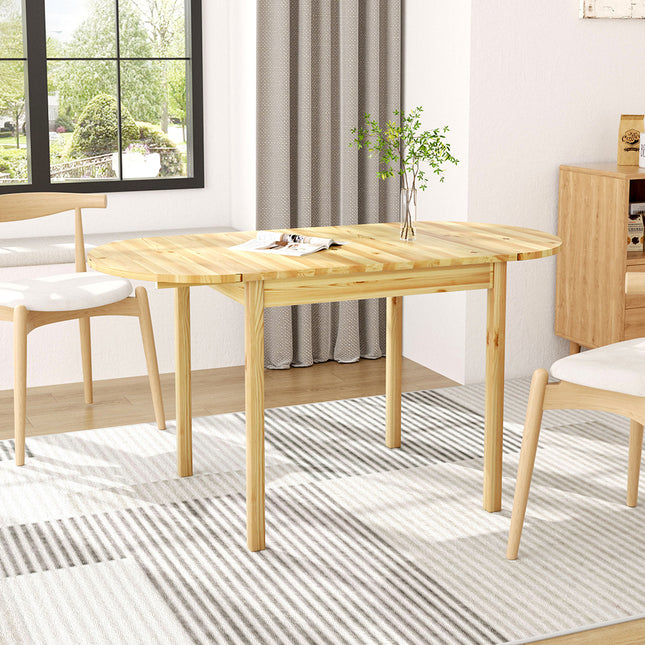Natural 139cm W Extendable Oval Wooden Dining Table