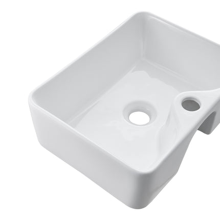 Rectangular Ceramic Countertop Basin with Central Drain Set