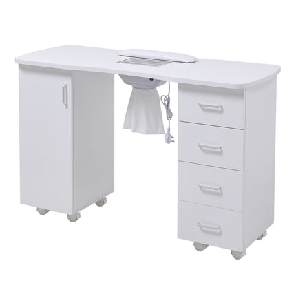 White Manicure Table with Dust Collector and Wrist Cushion