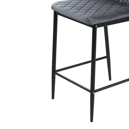 2PCS Velvet Upholstered Bar Stools with Backrest