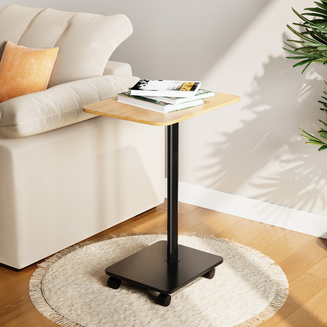 C Shaped Side Table with Lockable Wheels