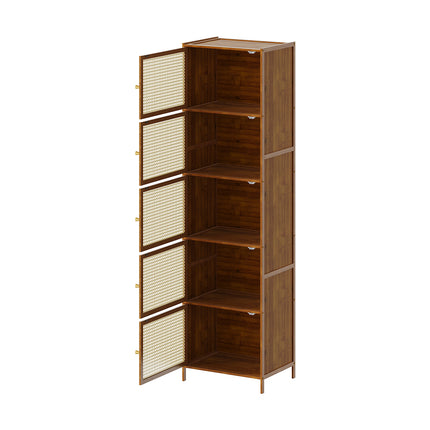 5-Tier Narrow Bookcase Storage Cabinet with Doors