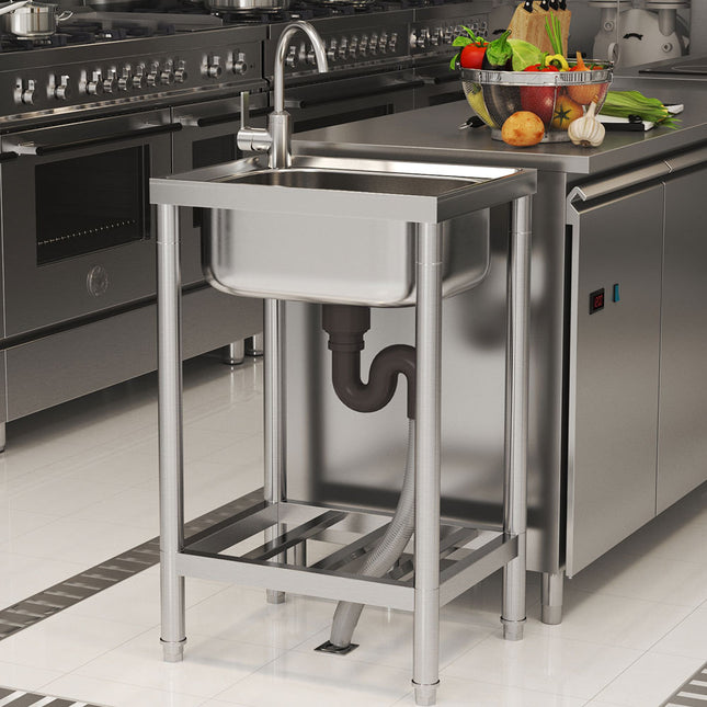 80cm H Free Standing Stainless Steel Commercial Sink with Shelf
